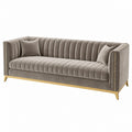 Divano 3 posti 220 x 90 x 82 cm in velluto grigio tortora stile moderno