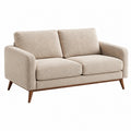Divano 2 posti 160 cm in tessuto beige con gambe in legno stile moderno