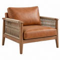 Poltrona 78 x 75 x 78 cm in legno marrone con rivestimento effetto pelle e intreccio laterale