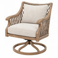 Poltrona girevole 78 x 82 x 88 cm in legno marrone naturale e corda beige stile boho