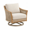 Poltrona girevole 78 x 82 x 86 cm in legno e corda beige stile contemporaneo