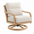 Poltrona girevole 75 x 80 x 90 cm in tessuto beige e legno