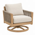 Poltrona girevole da esterno 82 x 84 x 88 cm in legno naturale e corda beige