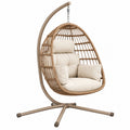 Poltrona sospesa 105 x 105 x 195 cm in rattan sintetico beige con struttura in acciaio