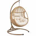 Poltrona sospesa 105 x 105 x 195 cm in rattan sintetico beige con struttura in acciaio