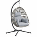 Poltrona sospesa da giardino 105 x 105 x 195 cm in rattan sintetico grigio con struttura in metallo