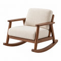 Sedia a dondolo 70 x 90 x 90 cm in legno marrone e tessuto beige - poltrona con braccioli