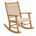 Sedia a dondolo 100 x 65 x 110 cm in legno naturale e corda intrecciata per interno