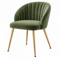Sedia imbottita 58 x 60 x 82 cm in velluto verde con gambe in metallo dorato - stile moderno