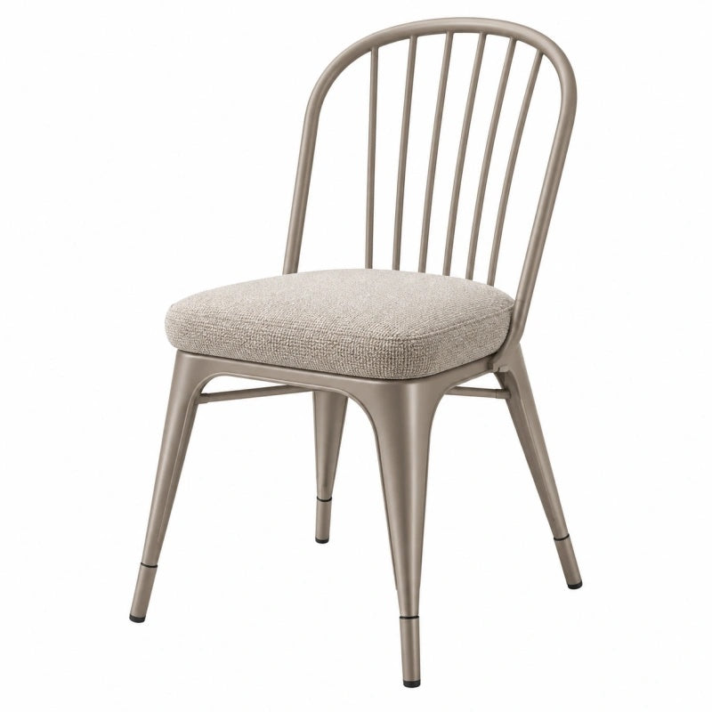 Sedia da pranzo 48 x 54 x 86 cm in metallo tortora con seduta imbottita stile moderno