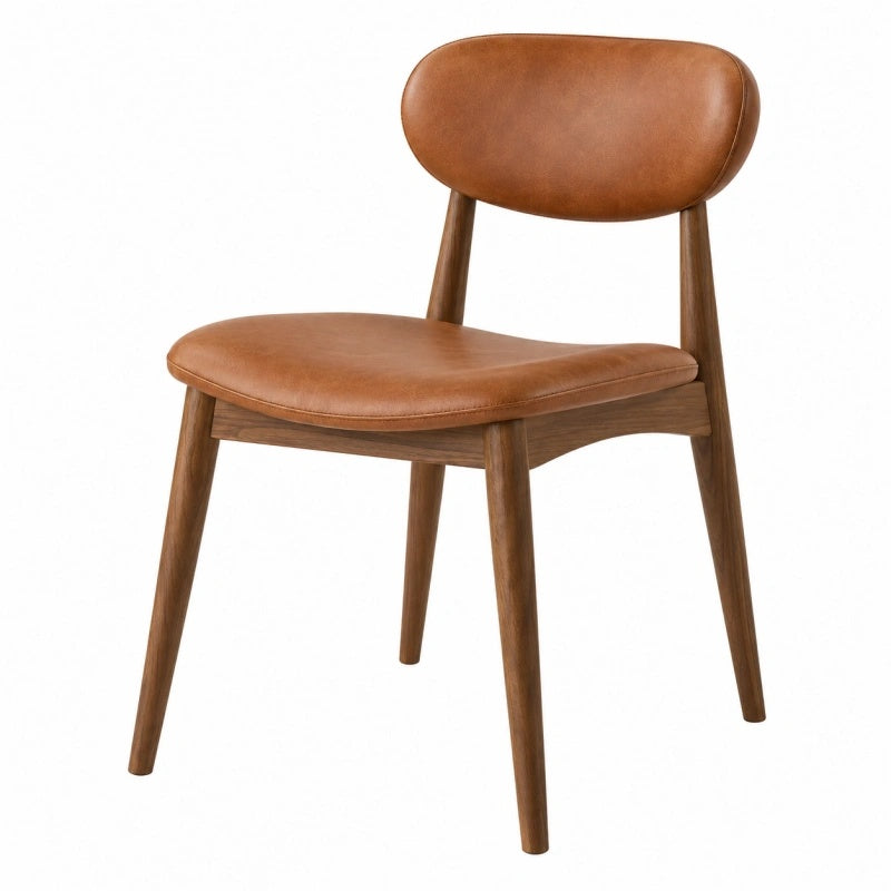 Sedia da pranzo 55 x 56 x 78 cm in legno marrone con seduta imbottita effetto pelle stile moderno