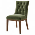 Sedia da pranzo 50 x 62 x 98 cm in velluto verde con gambe in legno stile capitonné