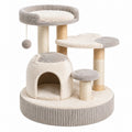 Albero tiragraffi per gatti 60 x 60 x 120 cm in legno beige e grigio con cuccia piattaforme e colonne in sisal