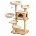 Albero tiragraffi per gatti 60 x 50 x 145 cm in legno beige con cuccia piattaforme e tiragraffi in sisal