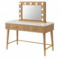 Toeletta con specchio luminoso 120 x 50 x 150 cm in legno marrone con cassetti