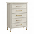 Cassettiera 80 x 42 x 120 cm in legno bianco con 5 cassetti stile classico