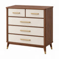 Cassettiera 100 x 45 x 110 cm in legno marrone e beige con 5 cassetti stile moderno