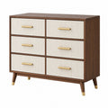 Cassettiera 120 x 40 x 90 cm in legno marrone e bianco con sei cassetti stile moderno