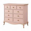 Cassettiera 120 x 45 x 110 cm in legno rosa stile classico con 9 cassetti